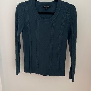 Banana Republic Blue Crew Neck Cable-Knit Sweater